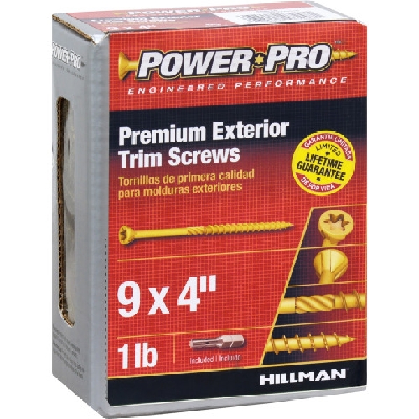 Power Pro 48634 Screw, #9 Thread, 4 in L, Trim Head, Star Drive, Sharp Point, Bronze Ceramic-Coated, 64 PK