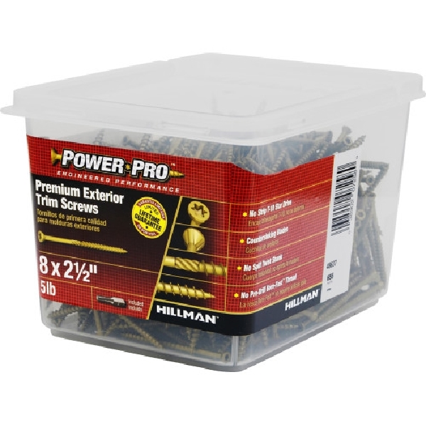 Trim Screw, Power Pro, Exterior, Star-Drive, Flat-Head, #8 x 2-1/2 in, 5 lb - 5