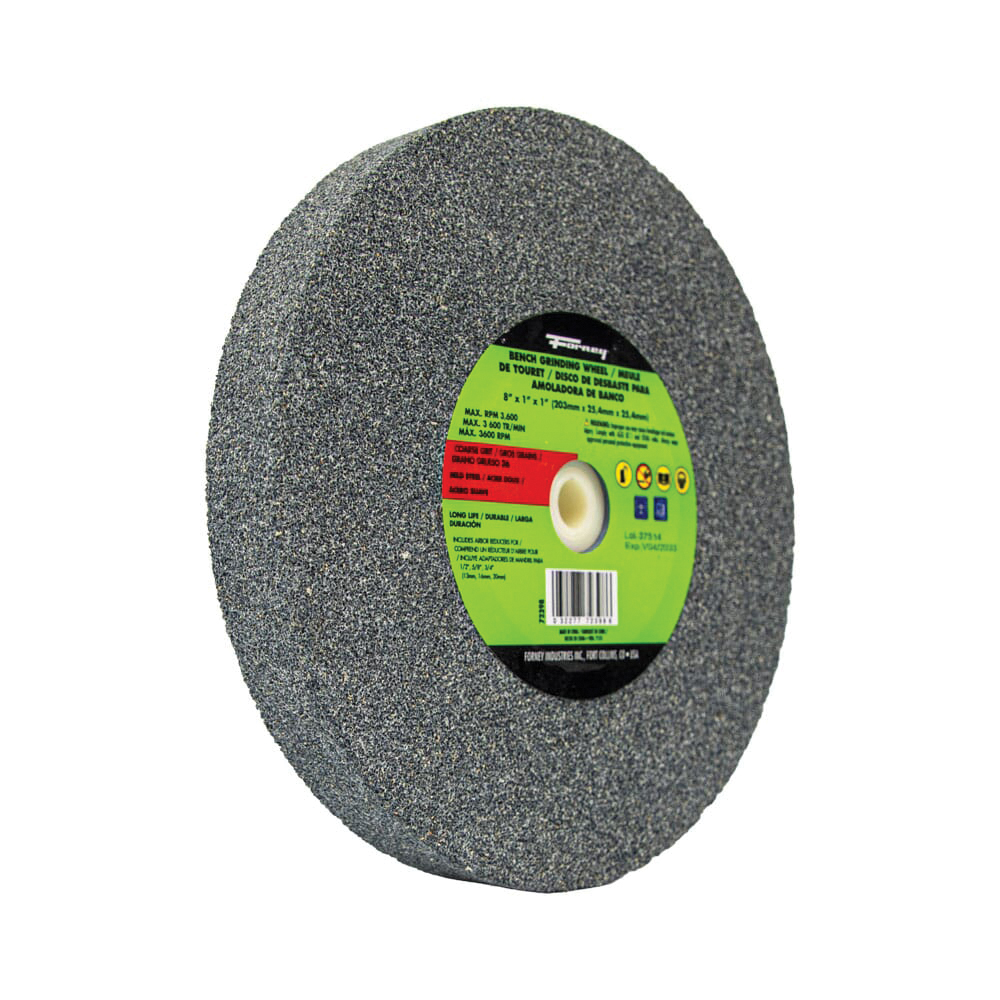 Forney 72398 Bench Grinding Wheel, 8 in Dia, 1 in W, 1 in Arbor, 36 Grit, Coarse, Aluminum Oxide Abrasive - 3