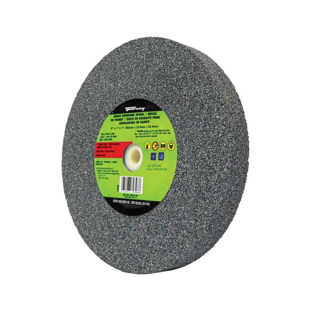 Forney 72398 Bench Grinding Wheel, 8 in Dia, 1 in W, 1 in Arbor, 36 Grit, Coarse, Aluminum Oxide Abrasive - 4