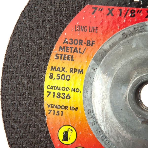 Forney 71836 Grinding Wheel, Applicable Materials: Ferrous Material, 4-1/2 in Dia, 1/8 in Thick