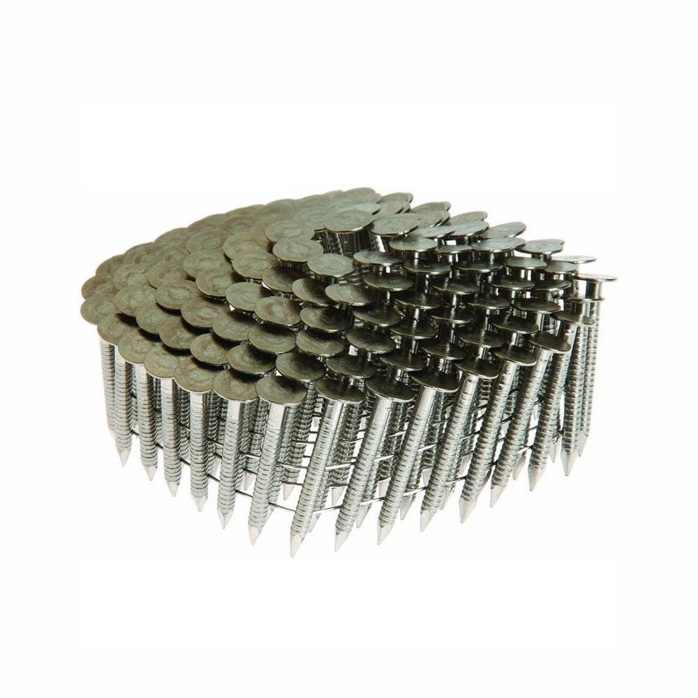 14012 Series Nail, Wire Coil Collation, 2-1/4 in L, Stainless Steel, Round Head, Ring Shank