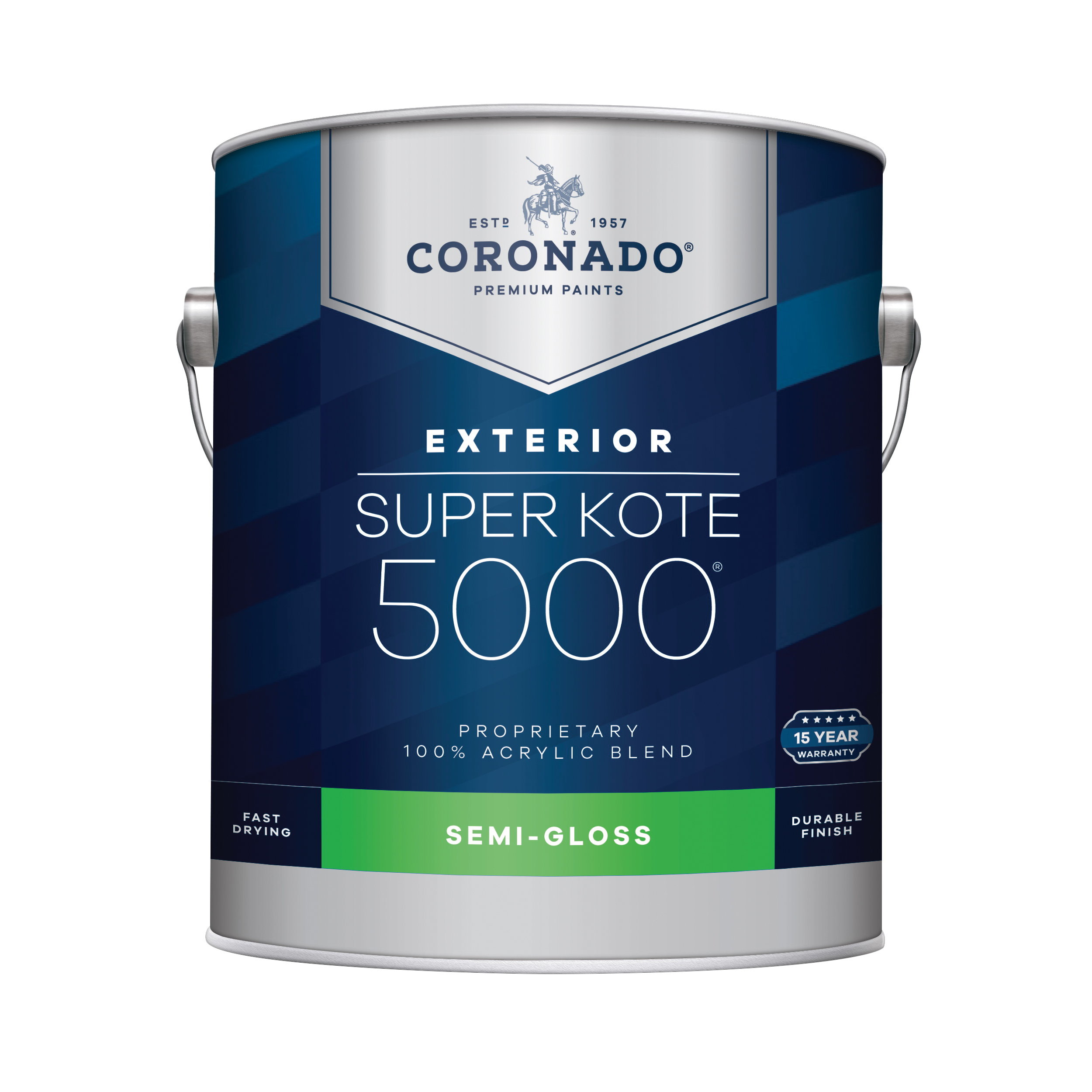 Coronado SUPER KOTE 5000 804 Series 804-1 Latex Paint, Semi-Gloss Sheen, White, 300 to 400 sq-ft/gal Coverage Area