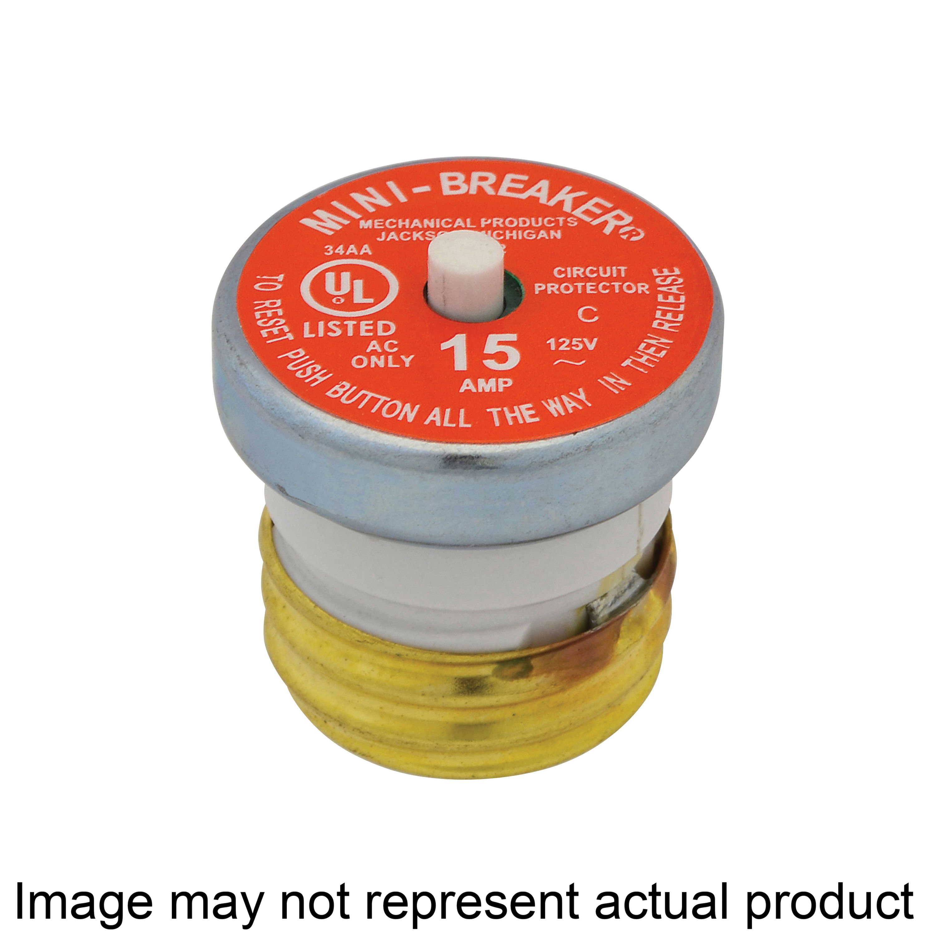 MB Series BP/MB-15 Plug Fuse, 15 A, 125 V, 10 kA Interrupt, Plastic Body, MB