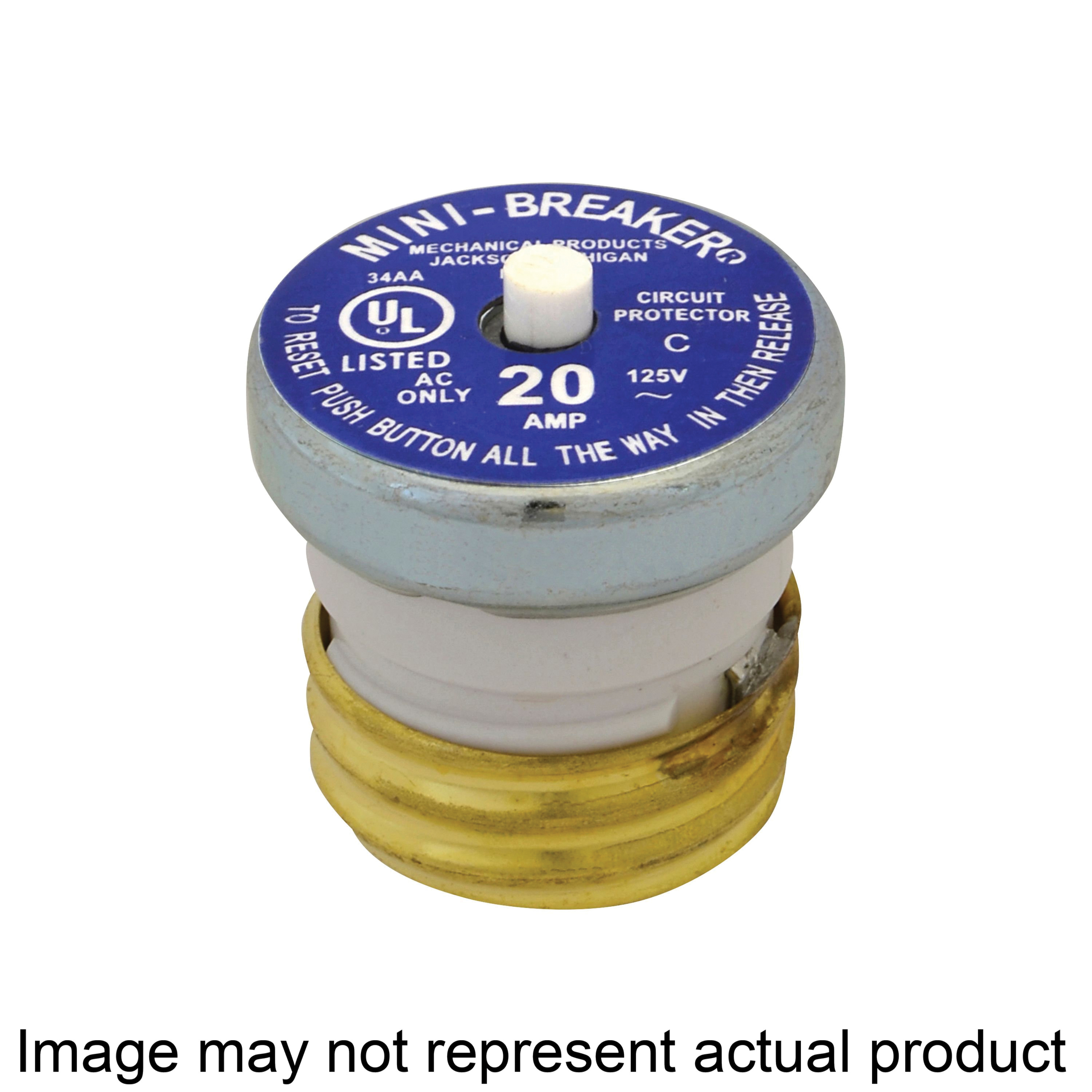 MB Series BP/MB-20 Plug Fuse, 20 A, 125 V, 10 kA Interrupt, Plastic Body, MB