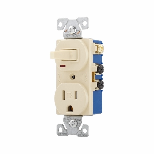 EATON TR274V Combination Switch, 1 -Pole, 15 A, 120/125 V, NEMA: NEMA 5-15R, Ivory - 3