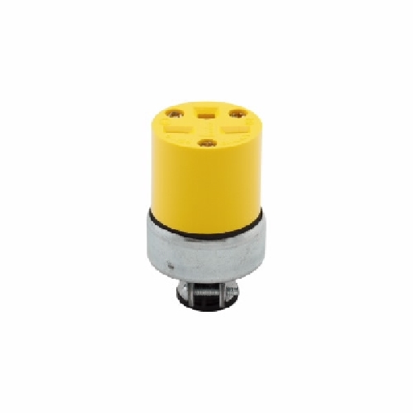 Eaton Wiring Devices 2227-BOX Armored Connector, 2 -Pole, 15 A, 250 VAC, Screw, NEMA: NEMA 6-20R, Yellow