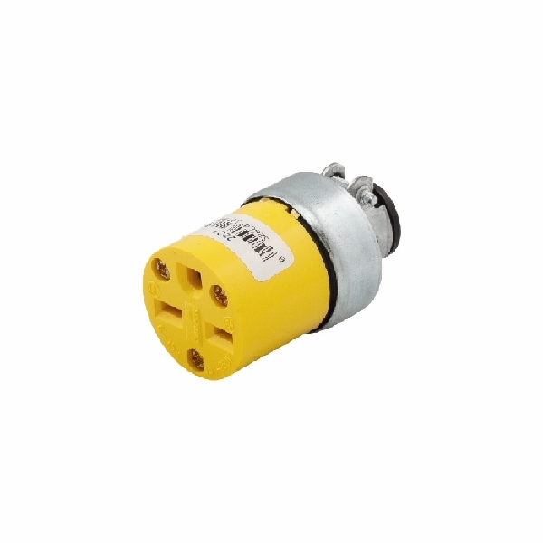 Eaton Wiring Devices 2227-BOX Armored Connector, 2 -Pole, 15 A, 250 VAC, Screw, NEMA: NEMA 6-20R, Yellow