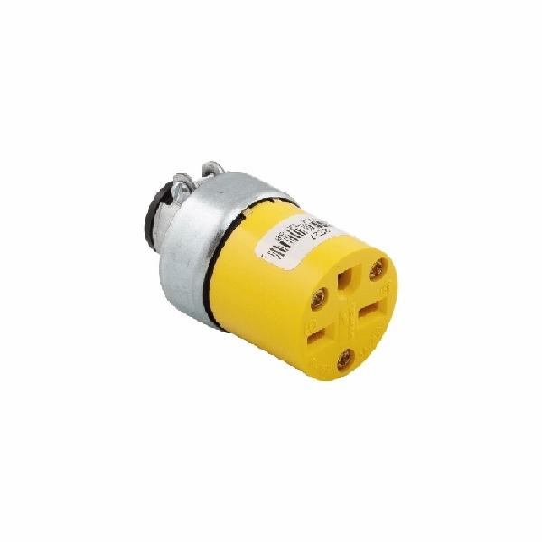 Eaton Wiring Devices 2227-BOX Armored Connector, 2 -Pole, 15 A, 250 VAC, Screw, NEMA: NEMA 6-20R, Yellow