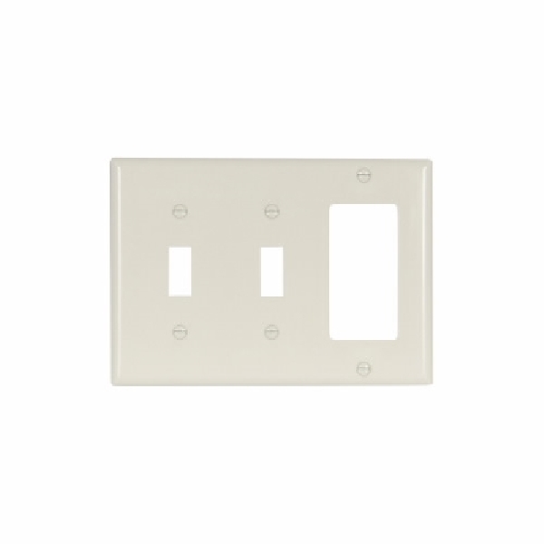 EATON 2173A Combination Wallplate, 10 in L, 6 in W, 3 -Gang, Thermoset, Almond, High-Gloss - 1