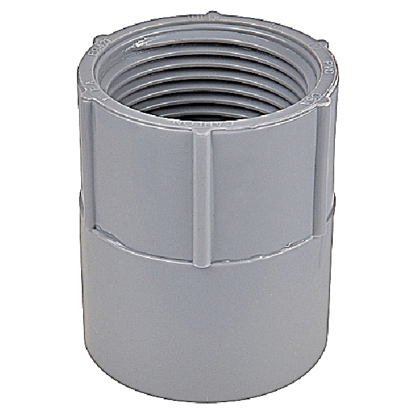 Carlon E942H Conduit Adapter, 1-1/2 in Female, 2-5/32 in Dia, 2-7/32 in L, PVC, Gray