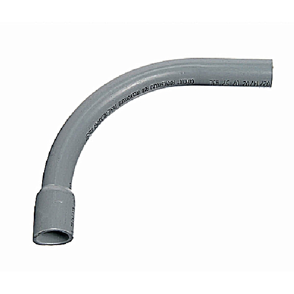 UA9FJB Elbow, 2 in Trade Size, 90 deg Angle, SCH 80 Schedule Rating, PVC, 36 in L Radius, Bell End, Gray