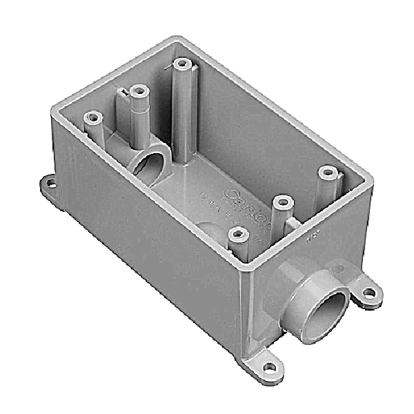 Carlon E981DFN Switch Box, 1-Gang, 2-Outlet, PVC, Gray, Vertical