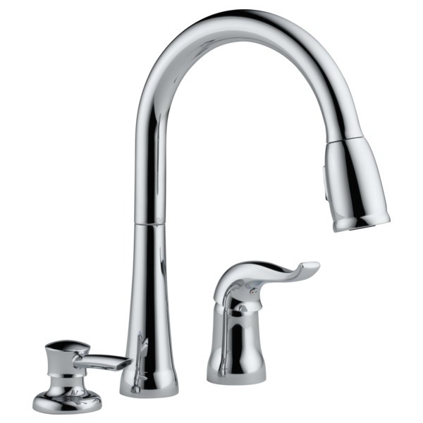 Kate Series 16970-SD-DST Kitchen Faucet, 1.8 gpm, 1-Faucet Handle, 3-Faucet Hole, Brass, Chrome Plated