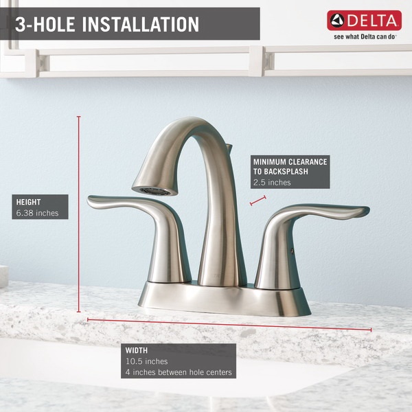 Lahara Bath Faucet, Delta, 2-Handle, Stainless - 2