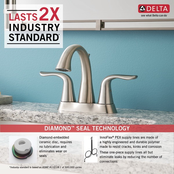 Lahara Bath Faucet, Delta, 2-Handle, Stainless - 5