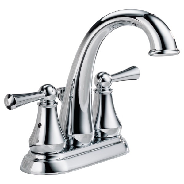 Delta Lewiston Series 25901LF Centerset Bathroom Faucet, 1.5 gpm, 2-Handle, 3-Faucet Hole, Brass, Chrome Plated