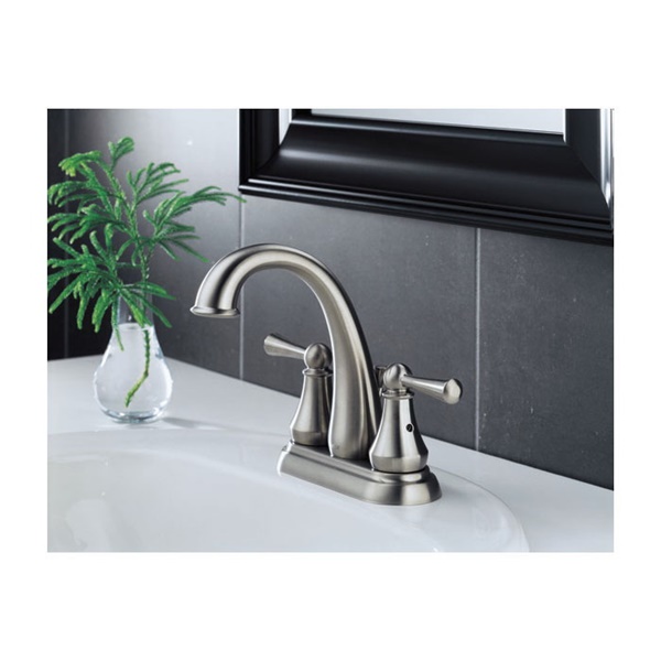 Delta Lewiston Series 25901LF-SS Centerset Bathroom Faucet, 1.5 gpm, 2-Handle, 3-Faucet Hole, Brass, Stainless