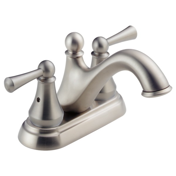 25999LF-SS Centerset Bathroom Faucet, 1.2 gpm, 2-Faucet Handle, 3-Faucet Hole, Brass, Stainless, Lever Handle