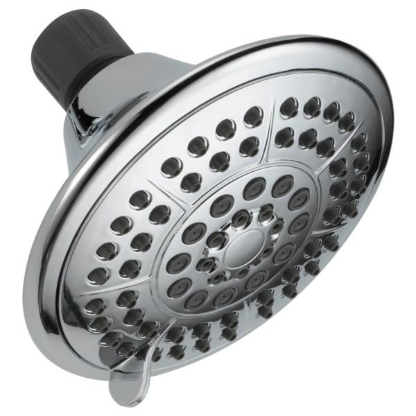 75554C Shower Head, Round, 1.75 gpm, 1/2 in Connection, IPS, 5-Spray Function, Plastic, Chrome, 4-15/16 in Dia
