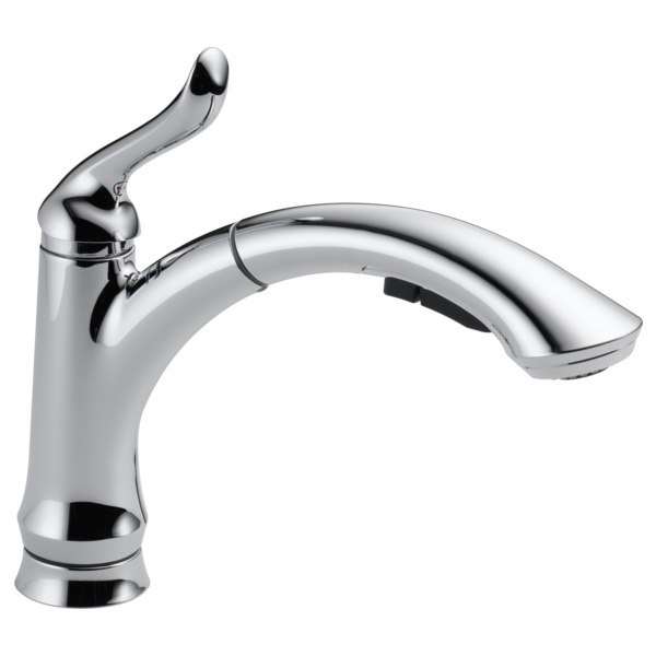 Delta 4353-DST Pull-Out Kitchen Faucet, 1.5 gpm, 1-Handle, 3-Faucet Hole, Brass, Chrome Plated, Deck