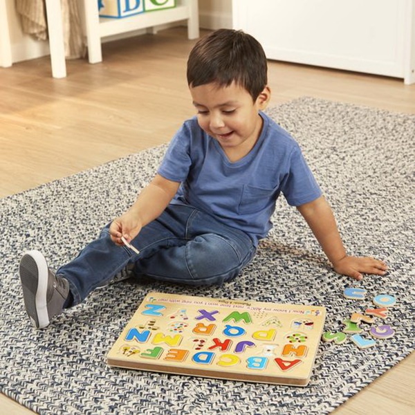 Melissa & Doug 340 Alphabet Sound Puzzle, 3 to 6 years, Wood, Internal Light/Music: Internal Light and Music