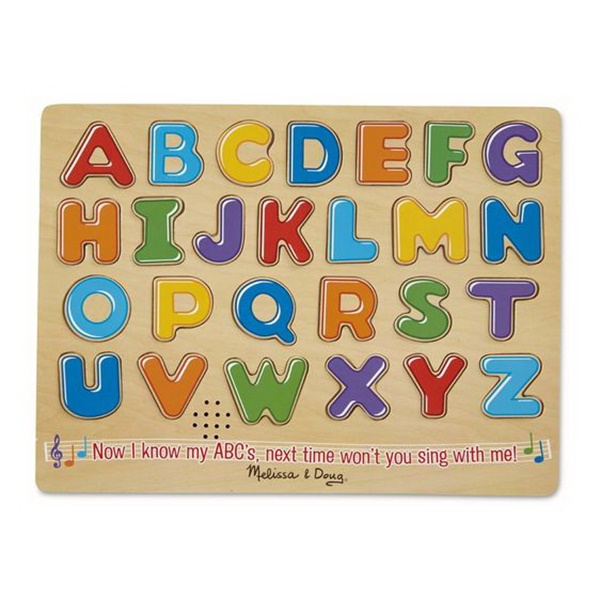 Melissa & Doug 340 Alphabet Sound Puzzle, 3 to 6 years, Wood, Internal Light/Music: Internal Light and Music