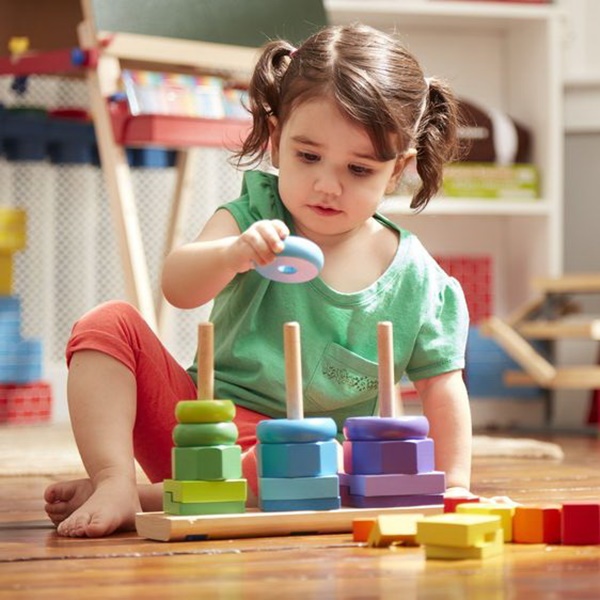 Melissa & Doug 567 Geometric Stacker Toddler Toy, 2 to 4 years, Wood