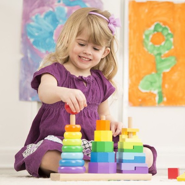 Melissa & Doug 567 Geometric Stacker Toddler Toy, 2 to 4 years, Wood