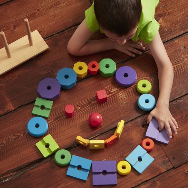 Melissa & Doug 567 Geometric Stacker Toddler Toy, 2 to 4 years, Wood
