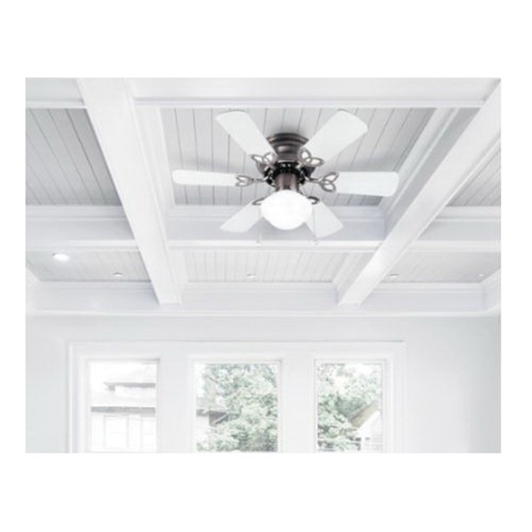 Canarm Twister Series CF3230651S Ceiling Fan, 6-Blade, Gray/White Housing, Bleached Oak/White Blade, 30 in Sweep