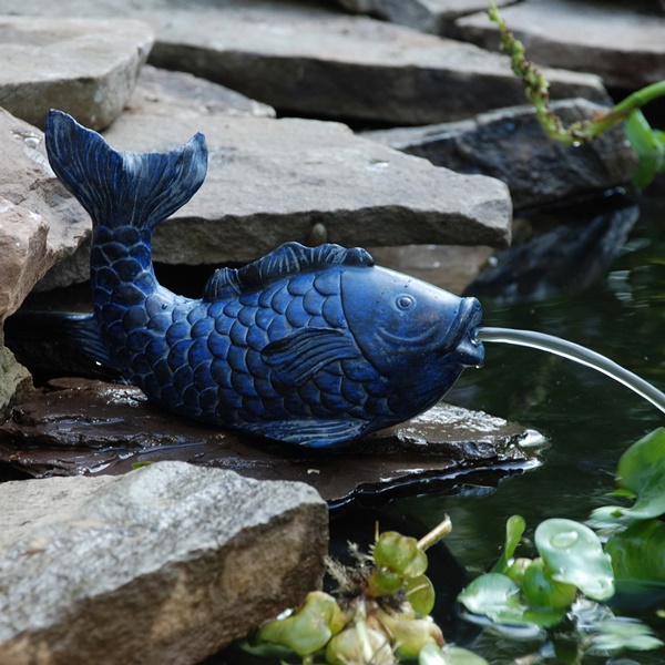 Fish Spitter, Pond Boss, Resin, Blue - 2
