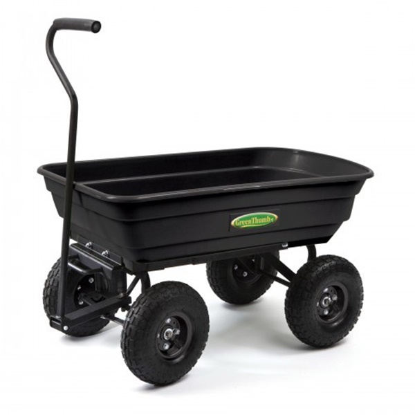 GT200-TV Garden Dump Cart, 600 lb, 4-Wheel, 10 in Wheel, Pneumatic Wheel, Straight Handle
