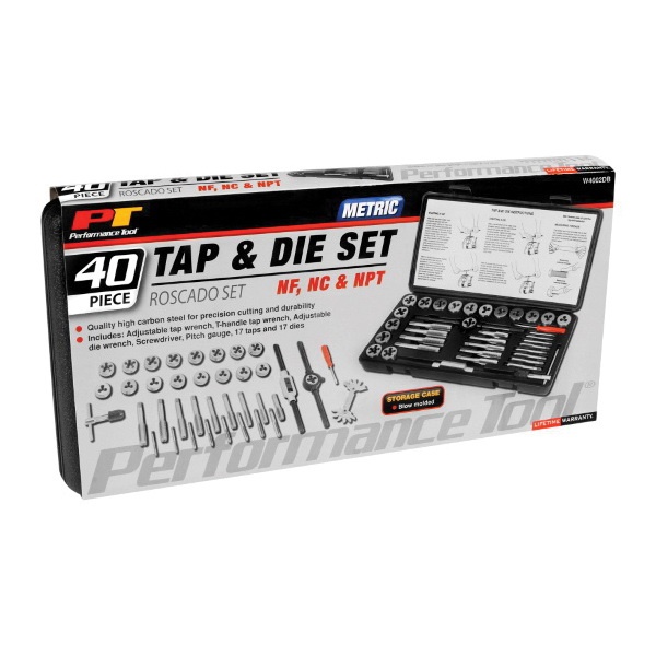 Performance Tool W4002DB Tap and Die Set, 40-Piece, Plastic