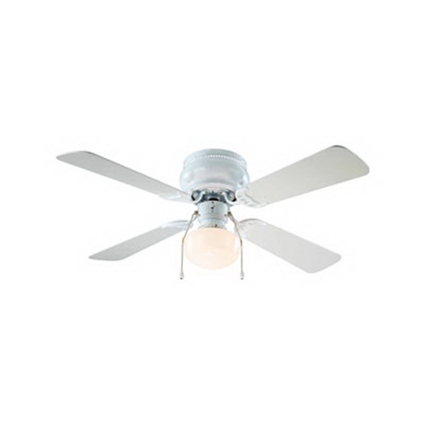 Boston Harbor Ceiling Fan, 3-Speed, 4-Blade, 42 in Sweep, Bleached Oak/White, With Lights: Yes