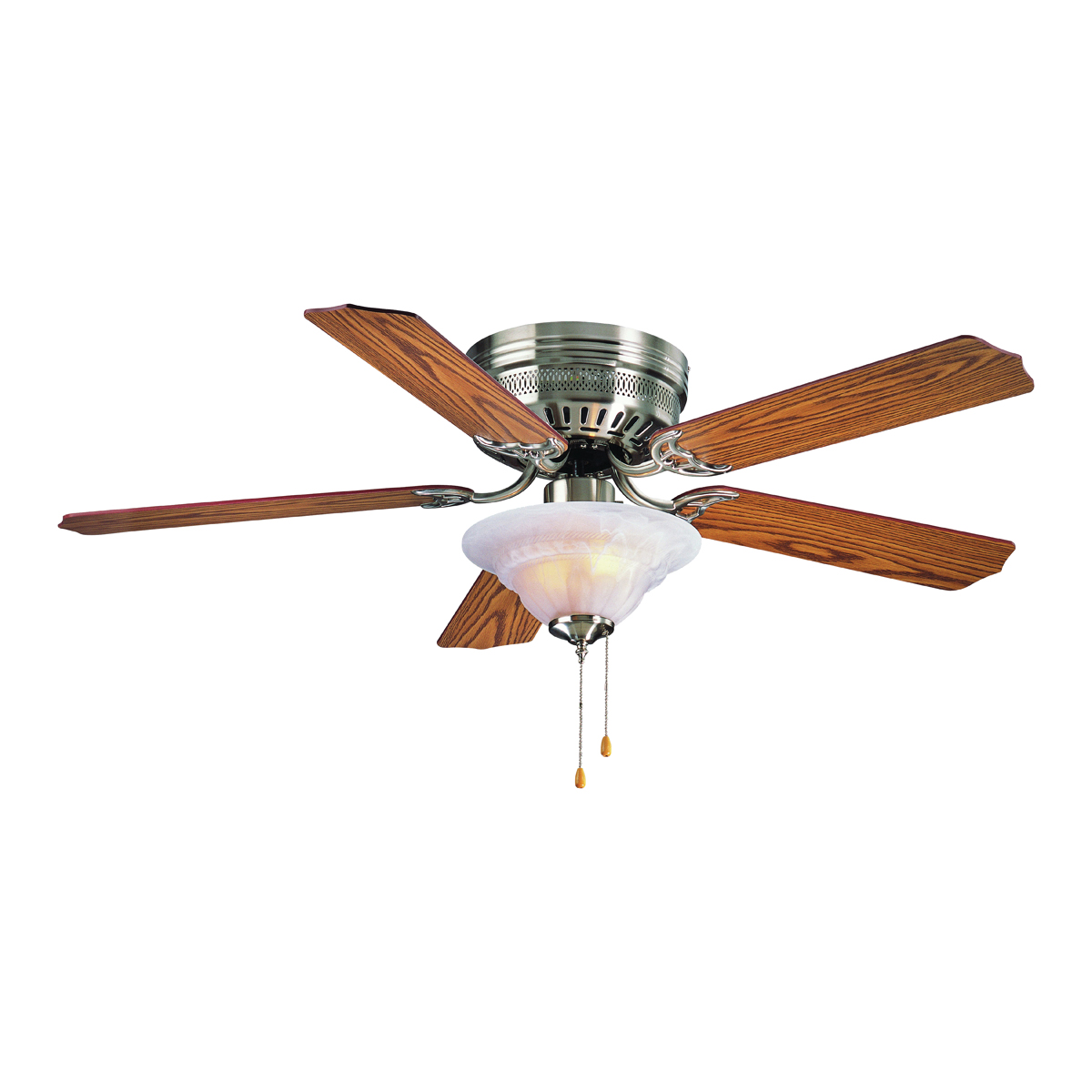 Ceiling Fan, 5-Blade, Oak/Walnut Blade, 52 in Sweep, MDF Blade, 3-Speed