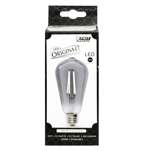 Feit Electric ST19/SMK/VG/LED LED Bulb, Decorative, ST19 Lamp, 25 W Equivalent, E26 Lamp Base, Dimmable, Clear