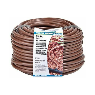 DIG B38100 Micro Tubing, 0.156 in ID, 100 ft L, 1/4 in Barb, Vinyl, Brown
