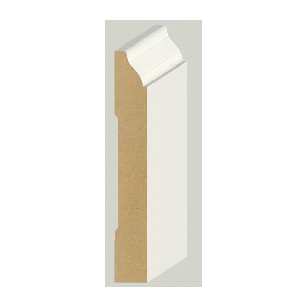 Kelleher MDF222A Base Moulding, 4-1/4 in W, 9/16 in Thick, Coronado Profile, MDF, Primed - 1
