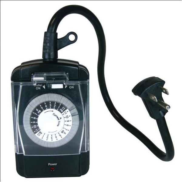 Electromechanical Timer, Prime, 15 A, 125 V, 1875 W, 2 -Outlet, 30 min Time Setting, Black - 2