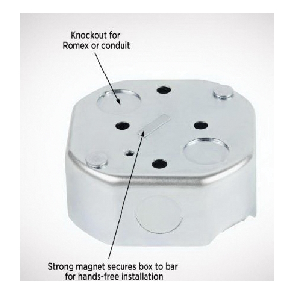 Saf-T-Brace Support Brace, Westinghouse, 24 in W x 1-1/2 in D x 3-1/2 in H, 1-Gang, 6-Knockout, Metal - 5
