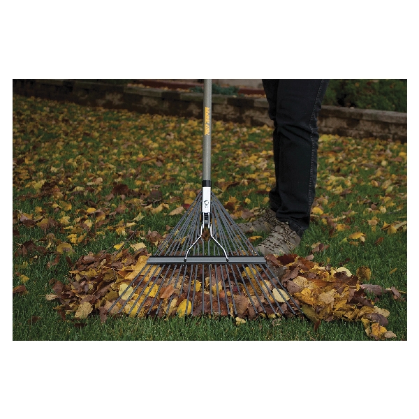 True Temper 2604512 Leaf Rake, Steel Tine, 22 -Tine, Hardwood Handle, 54 in L Handle