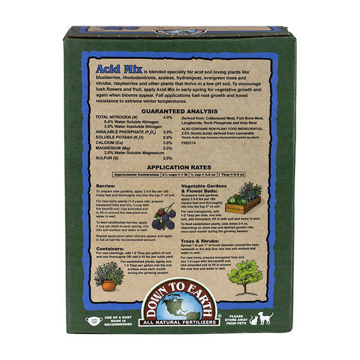 Down To Earth 07824 Acid Mix Plant Fertilizer, 5 lb Bo, Particle, 4-3-6 N-P-K Ratio - 2