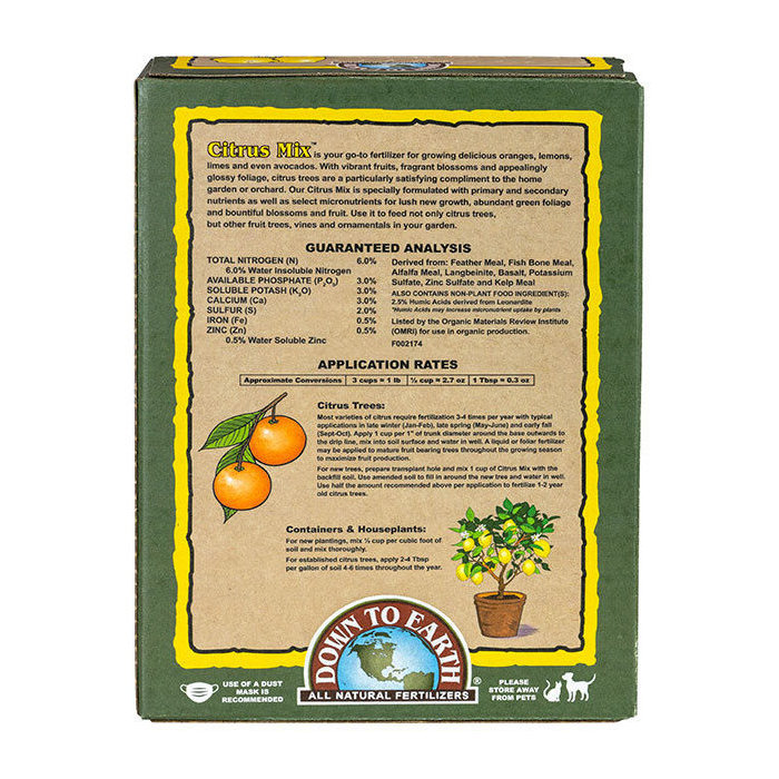 Down To Earth 07863 Citrus Mix Plant Fertilizer, 5 lb Bo, Particle, 6-3-3 N-P-K Ratio - 2