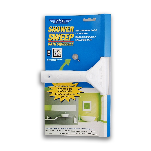 ETTORE 14100 Shower Sweep Squeegee, 11 in Blade, Silicone Blade, Plastic Handle, White - 2