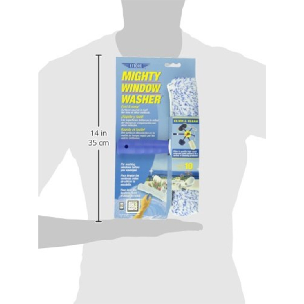 Ettore 50010 Mighty Window Washer, 10 in W Head, Microfiber Head, 6-1/2 in L, Blue
