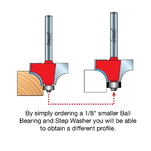 Freud 36-108 Beading Bit, 7/8 in Dia Cutter, 1-11/16 in L Cutting, 2-3/16 in OAL, 1/4 in Dia Shank, 2-Cutter