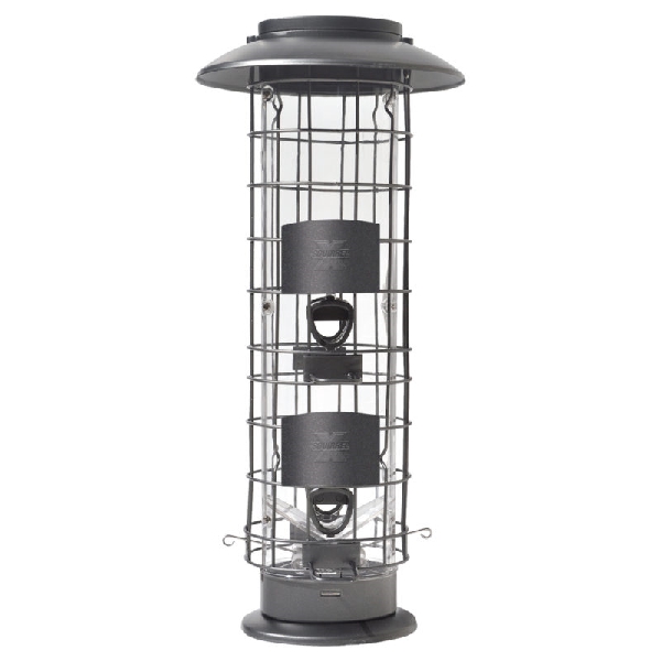 Squirrel-X 106 Bird Feeder, 16 in H, 1.3 lb, Metal, Gunmetal Gray