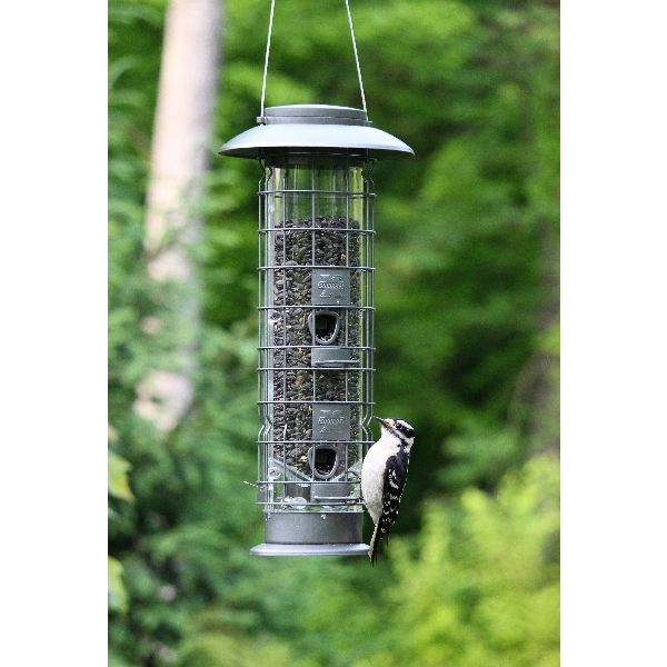 Squirrel-X 106 Bird Feeder, 16 in H, 1.3 lb, Metal, Gunmetal Gray