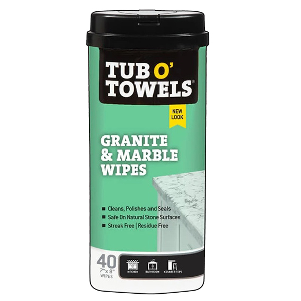 TW40-GR Granite and Marble Cleaning Wipes, 8 in L, 7 in W, 1-Ply, Mild, Polypropylene